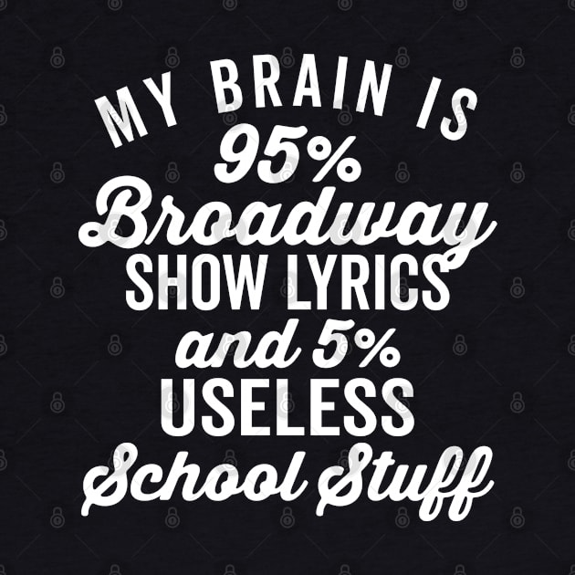 My Brain is 95% Broadway Lyrics (White) by DetourShirts